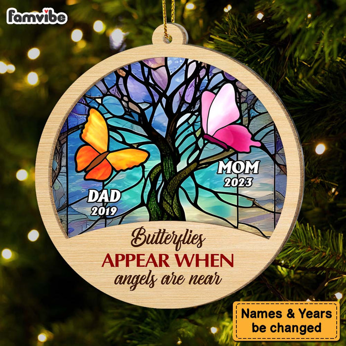 Personalized Memorial Butterfly Mom Dad 2 Layered Mix Ornament 29965 1