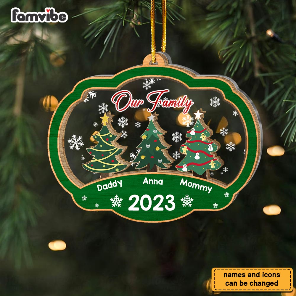 Personalized Our Family Christmas Tree 2 Layered Mix Ornament 29971 Primary Mockup