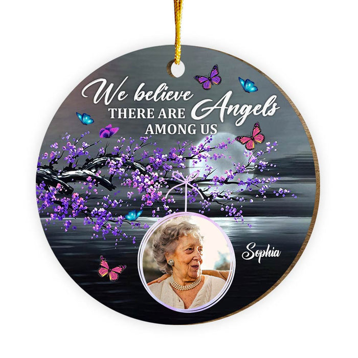 Personalized Memorial Butterfly Angels Among Us Circle Ornament 29976 1