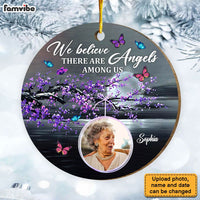 Personalized Memorial Butterfly Angels Among Us Circle Ornament 29976 thumb 1