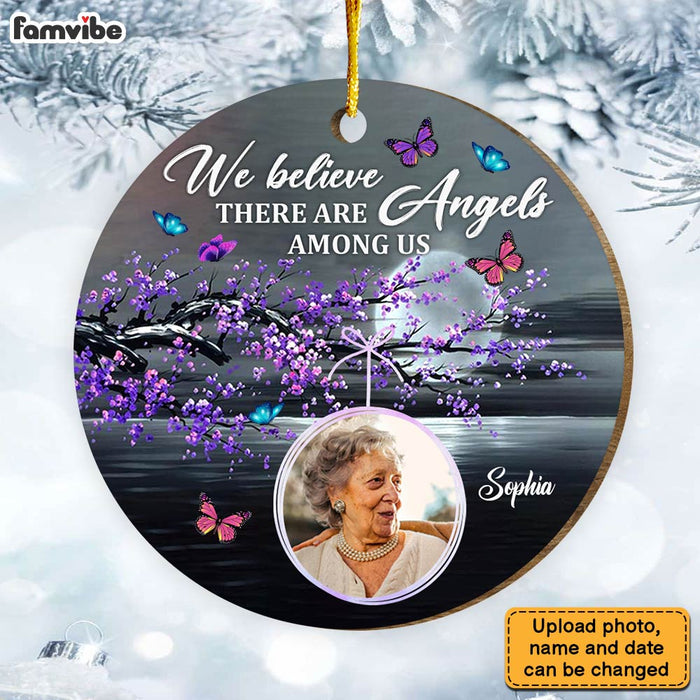 Personalized Memorial Butterfly Angels Among Us Circle Ornament 29976 1