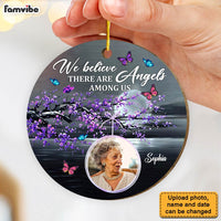 Personalized Memorial Butterfly Angels Among Us Circle Ornament 29976 thumb 1
