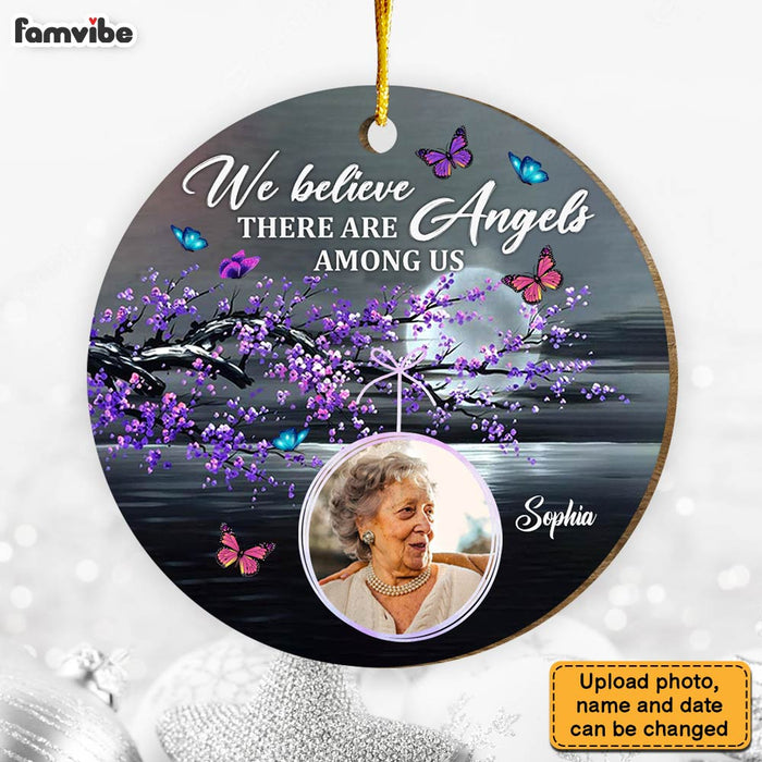Personalized Memorial Butterfly Angels Among Us Circle Ornament 29976 1