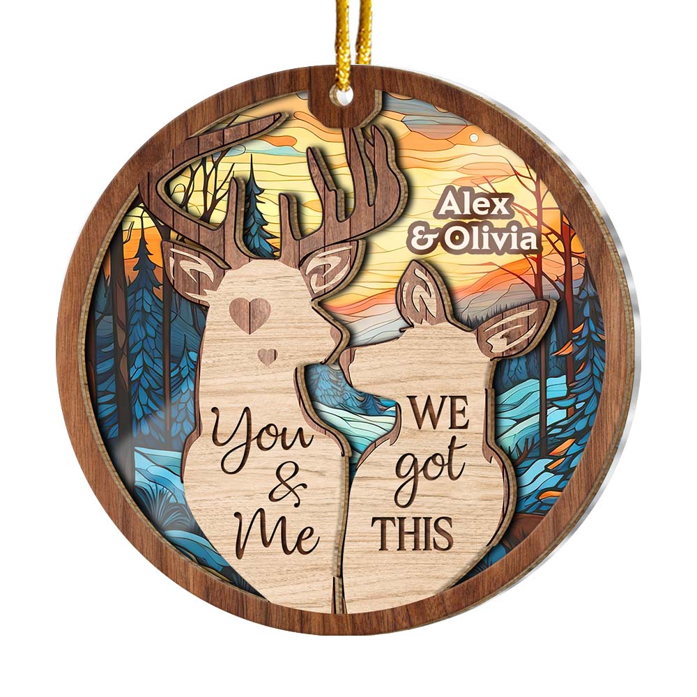 Personalized You And Me We Got This Gift For Couple Deer 2 Layered Mix Ornament 29980 Primary Mockup