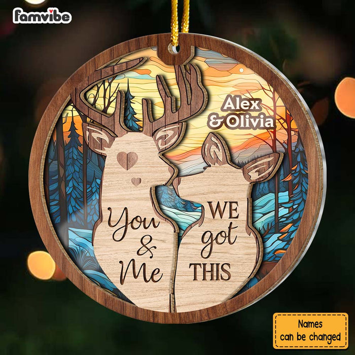 Personalized You And Me We Got This Gift For Couple Deer 2 Layered Mix Ornament 29980 1