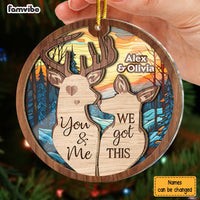 Personalized You And Me We Got This Gift For Couple Deer 2 Layered Mix Ornament 29980 thumb 1
