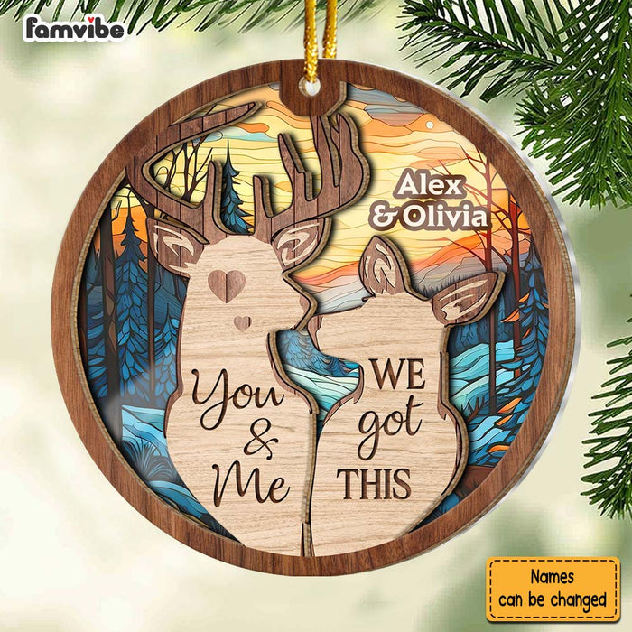 Personalized You And Me We Got This Gift For Couple Deer 2 Layered Mix Ornament 29980 1