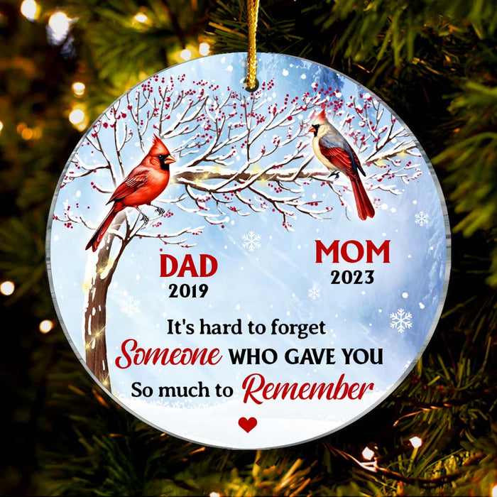 Personalized Memorial Cardinal It's Hard To Forget Circle Ornament 29981 1