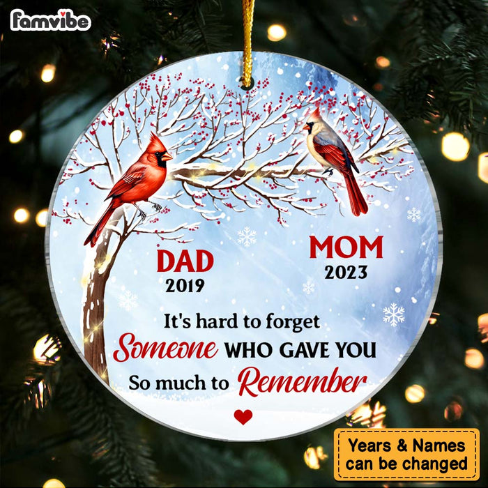 Personalized Memorial Cardinal It's Hard To Forget Circle Ornament 29981 1