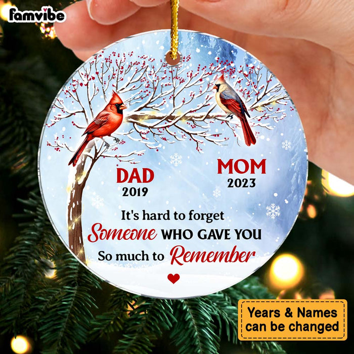 Personalized Memorial Cardinal It's Hard To Forget Circle Ornament 29981 1