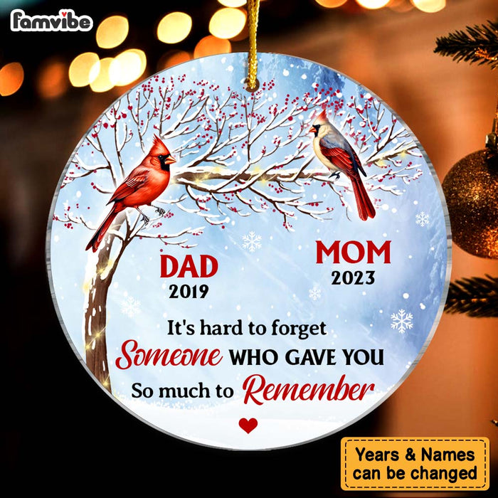 Personalized Memorial Cardinal It's Hard To Forget Circle Ornament 29981 1