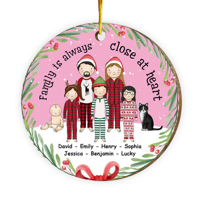 Personalized Gift For Family Christmas Always Close At Heart Circle Ornament 29986 1