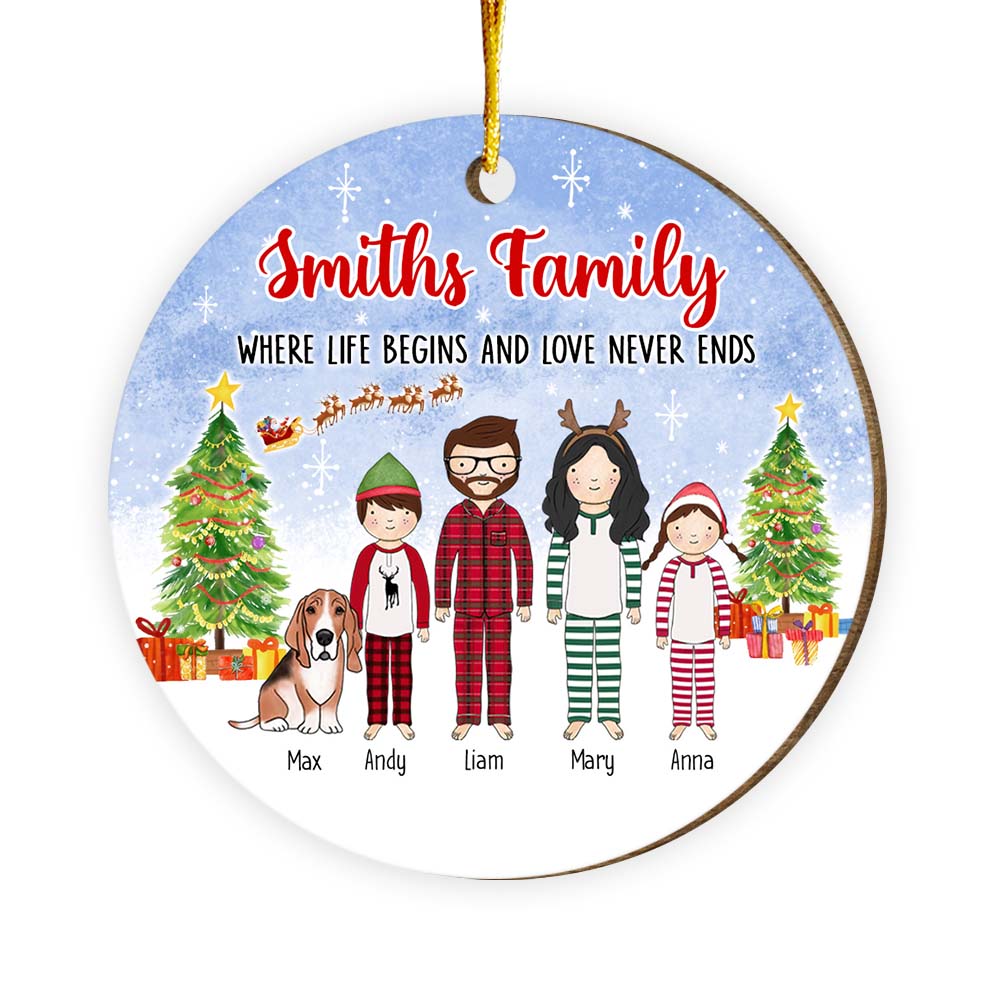 Personalized Christmas Gift For Family Where Love Never Ends Circle Ornament 29989 Primary Mockup