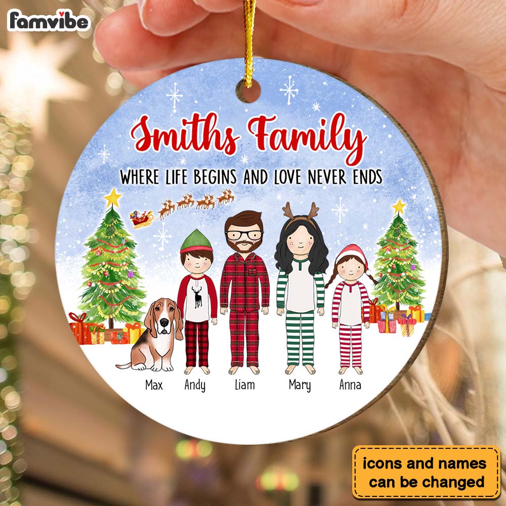 Personalized Christmas Gift For Family Where Love Never Ends Circle Ornament 29989 Primary Mockup
