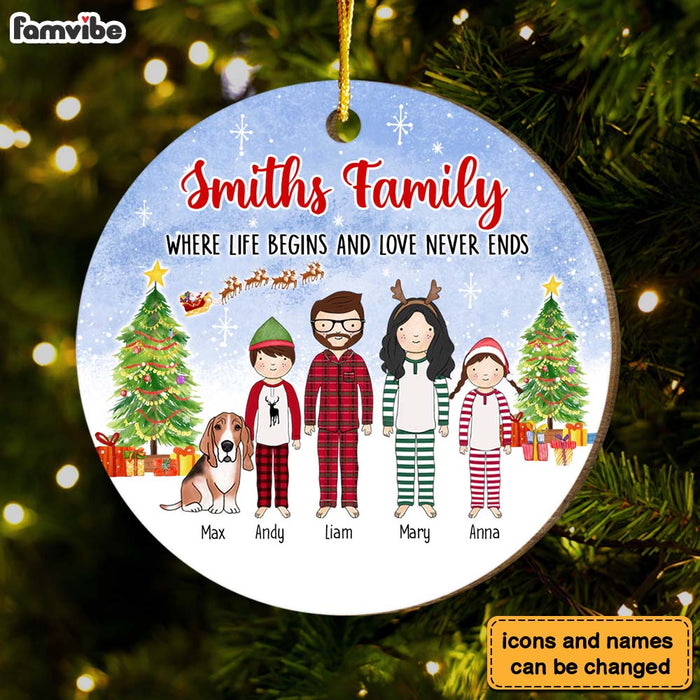 Personalized Christmas Gift For Family Where Love Never Ends Circle Ornament 29989 1