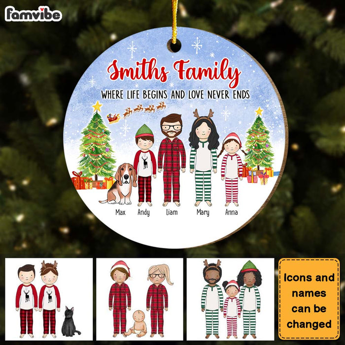 Personalized Christmas Gift For Family Where Love Never Ends Circle Ornament 29989 1