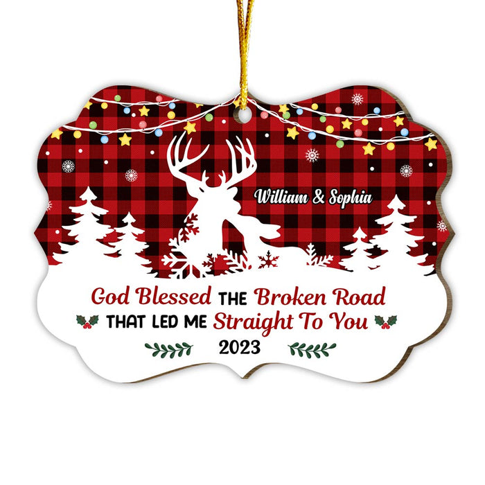 Personalized Couple Deer God Blessed The Broken Road Benelux Ornament 29990 1