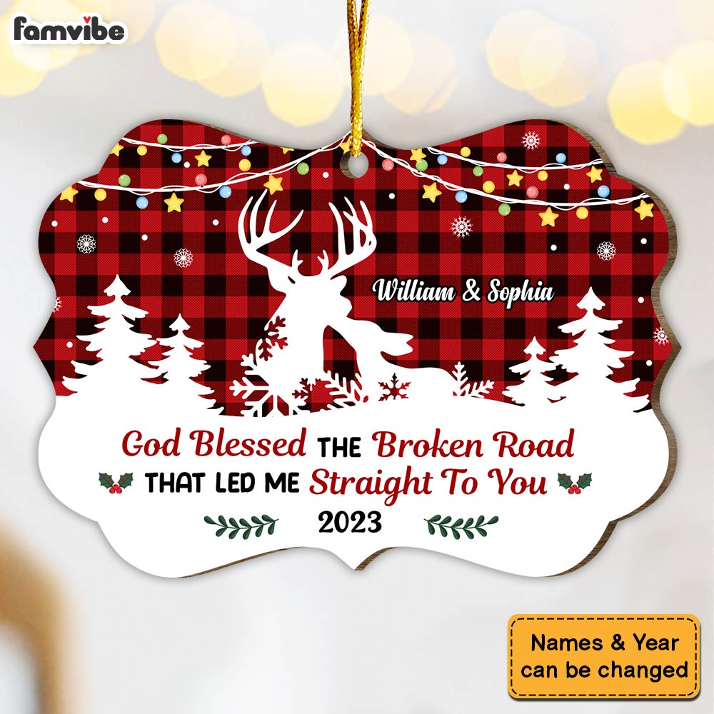 Personalized Couple Deer God Blessed The Broken Road Benelux Ornament 29990 Primary Mockup