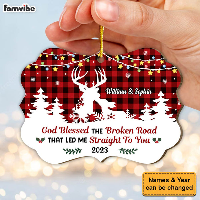 Personalized Couple Deer God Blessed The Broken Road Benelux Ornament 29990 1