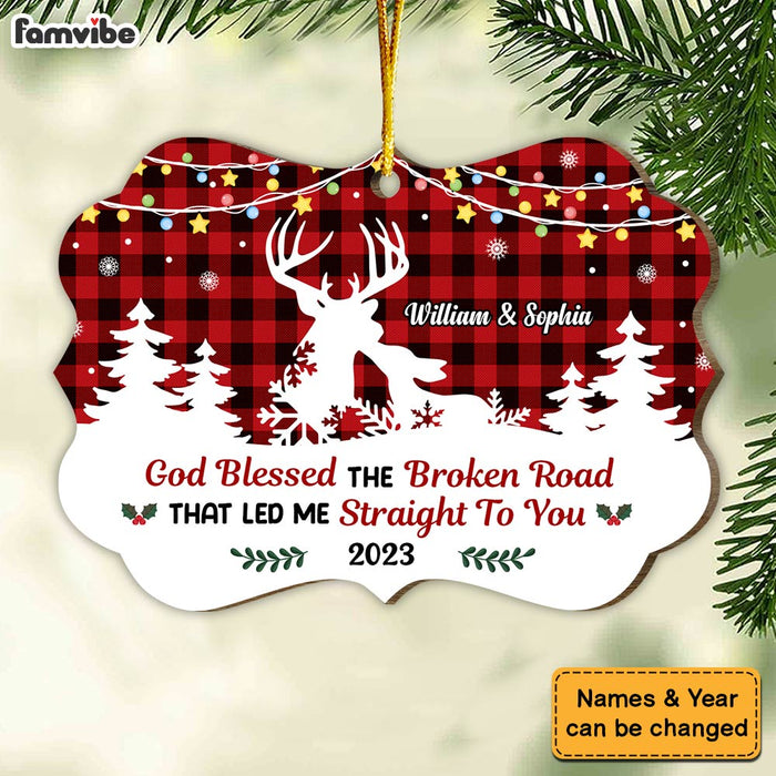 Personalized Couple Deer God Blessed The Broken Road Benelux Ornament 29990 1