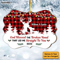 Personalized Couple Deer God Blessed The Broken Road Benelux Ornament 29990 thumb 1