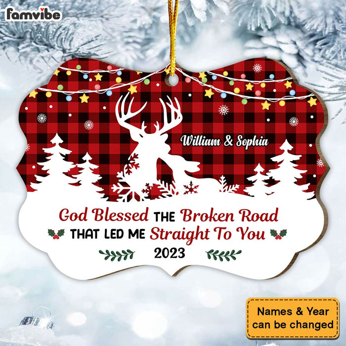 Personalized Couple Deer God Blessed The Broken Road Benelux Ornament 29990 1