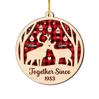 Personalized Gift Deer Couple Together Since 2 Layered Wood Ornament 29996 thumb 1