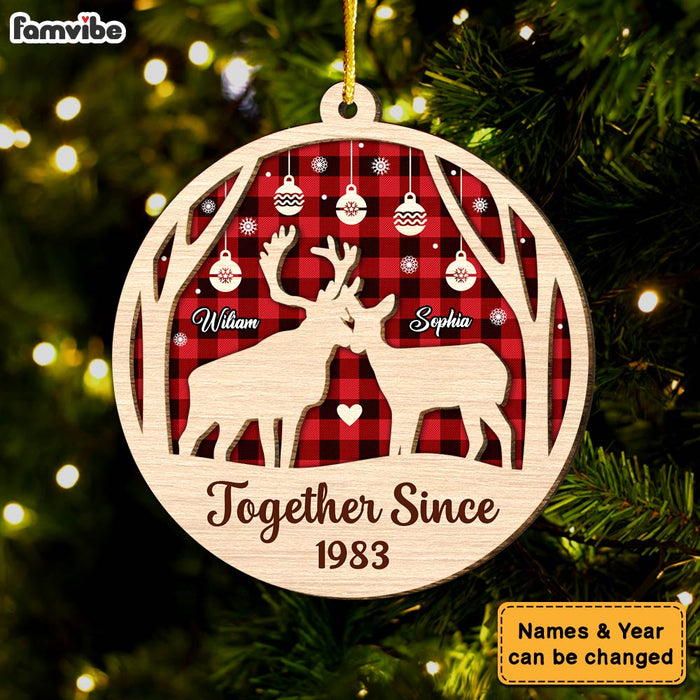 Personalized Gift Deer Couple Together Since 2 Layered Wood Ornament 29996 1