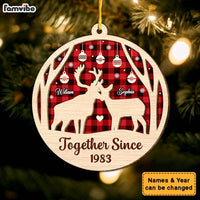 Personalized Gift Deer Couple Together Since 2 Layered Wood Ornament 29996 thumb 1
