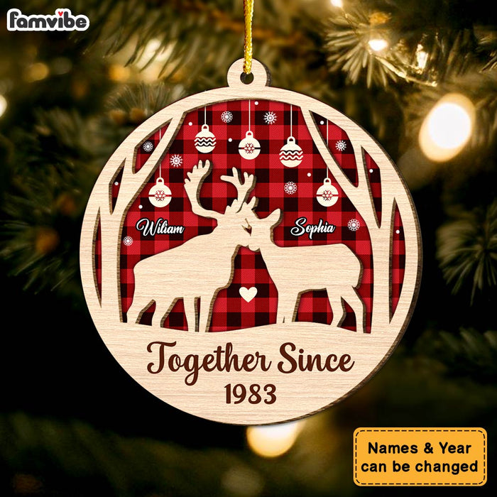 Personalized Gift Deer Couple Together Since 2 Layered Wood Ornament 29996 1