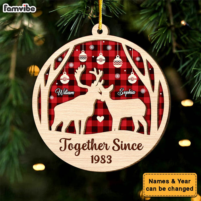 Personalized Gift Deer Couple Together Since 2 Layered Wood Ornament 29996 1