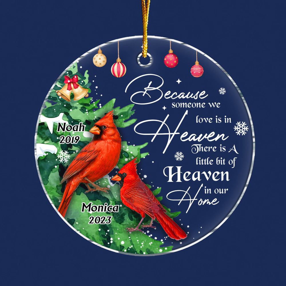 Personalized Memorial Cardinal Gift A Little Bit Of Heaven In Our Home Circle Ornament 29997 Primary Mockup
