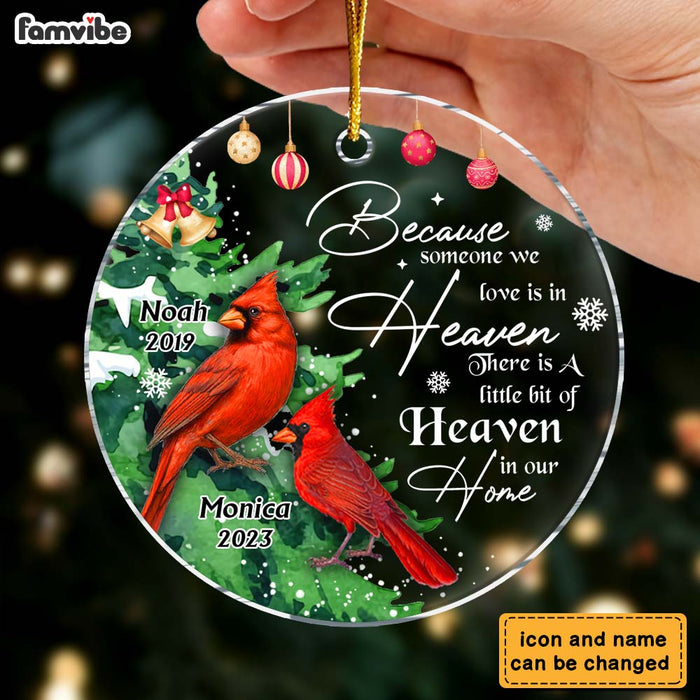 Personalized Memorial Cardinal Gift A Little Bit Of Heaven In Our Home Circle Ornament 29997 1