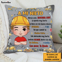 Personalized Spanish Gift A Mi Nieto Excavators Construction Machines Pillow 30741 thumb 1