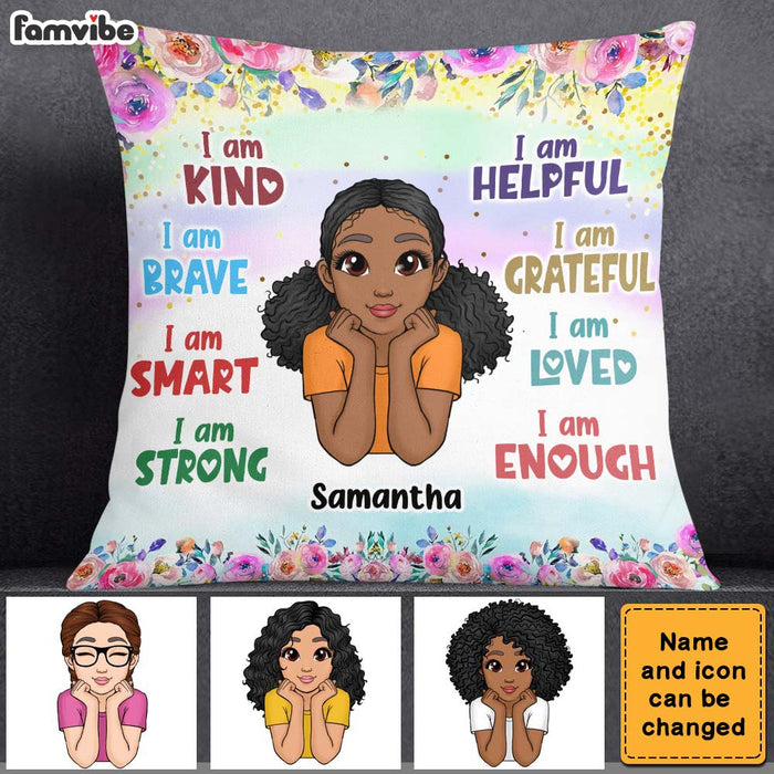Personalized Daughter Granddaughter Kids Affirmations I Am Kind I Am Smart Pillow 22619 1