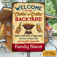 Personalized Family Backyard Chillin & Grillin Metal Sign AG61 95O53 thumb 1
