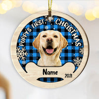 Personalized Dog Photo First Christmas Circle Ornament NB204 87O53 thumb 1