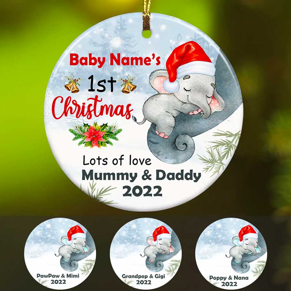 Personalized Baby Elephant First Christmas Ornament OB73 95O34