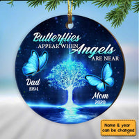 Personalized Blue Butterflies Memorial Mom Dad Ornament OB55 30O53 thumb 1