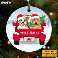 Personalized Dog Christmas Red Truck Circle Ornament AG311 81O34 thumb 1