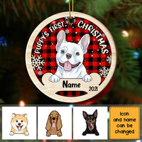 Personalized Dog First Christmas Circle Ornament NB81 87O53 thumb 1