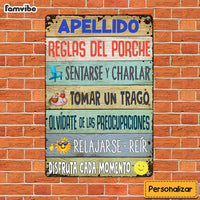 Personalized Family Porch Rule Spanish Metal Sign DB312 81O36 thumb 1