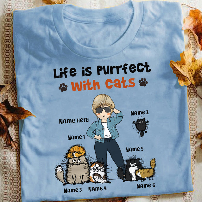 Personalized Life Is Purrfect With Cat Mom T Shirt FB11 65O57 1