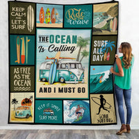 The Ocean Is Calling Surfing Fleece Blanket JN251 65O34 thumb 1