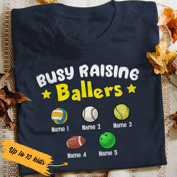Personalized Mom Sports Busy Raising Ballers T Shirt FB205 81O53 1