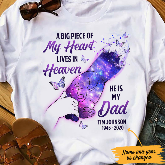 Personalized My Dad Lives In Heaven Memorial T Shirt JL291 73O47 1