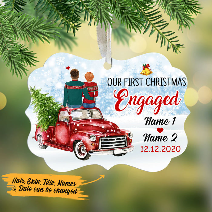 Personalized Red Truck Couple First Christmas MDF Ornament NB52 95O53 1