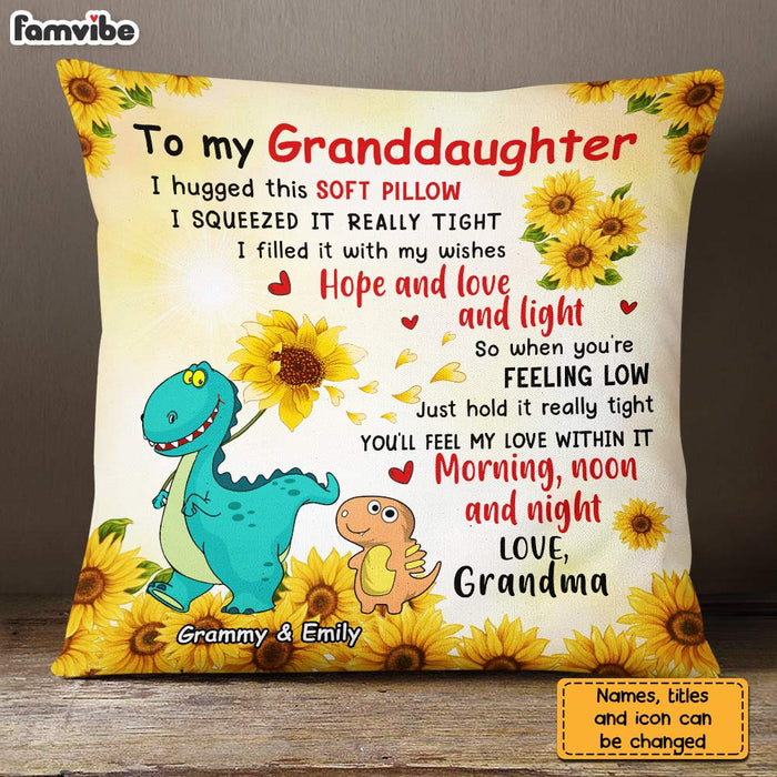 Personalized To Granddaughter Sunflower Hug This Pillow AG224 58O31 1