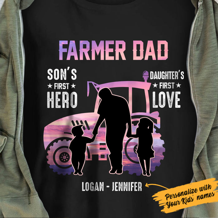 Personalized Farmer Dad Son and Daughter's Hero Tractor T Shirt JL282 28O47 1