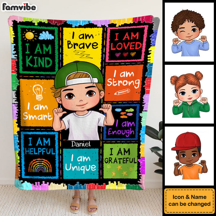 Personalized Inspiring Gift For Grandson I Am Kind Crayon Blanket 31111 1